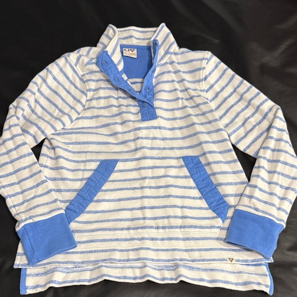 Liv Outdoor Tops - LIV Outdoors Striped Blue and White Women's Sweatshirt